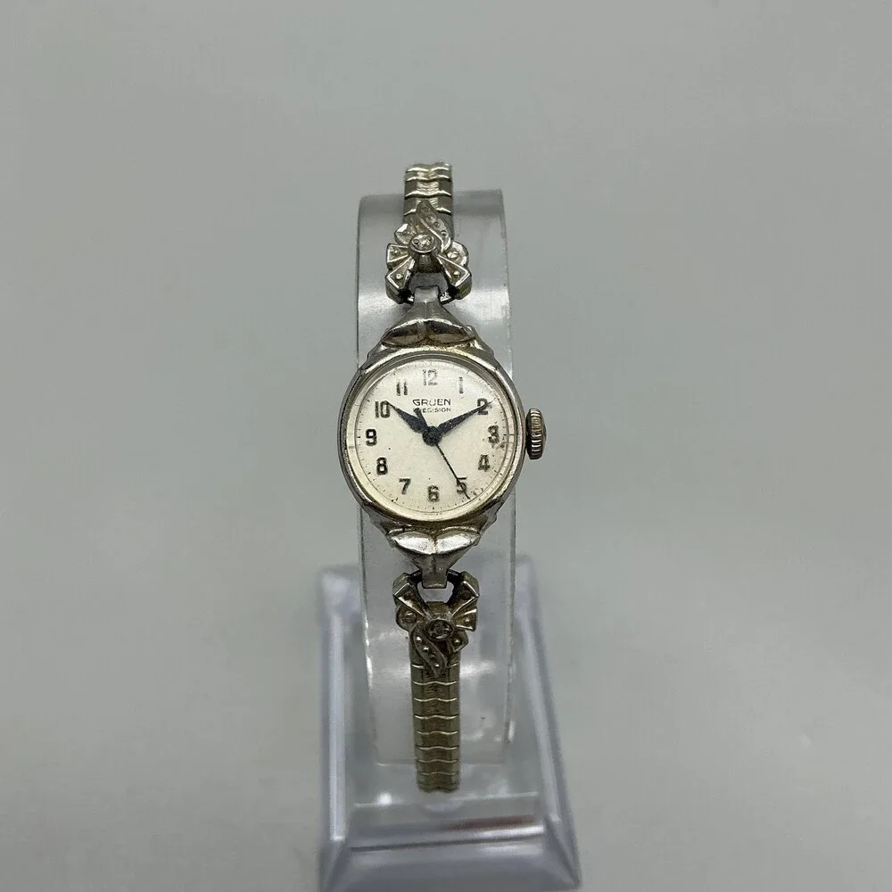 Vintage Gruen Womens Watch 17mm Cream Dial Silver Manual Wind 10K RGP Bezel